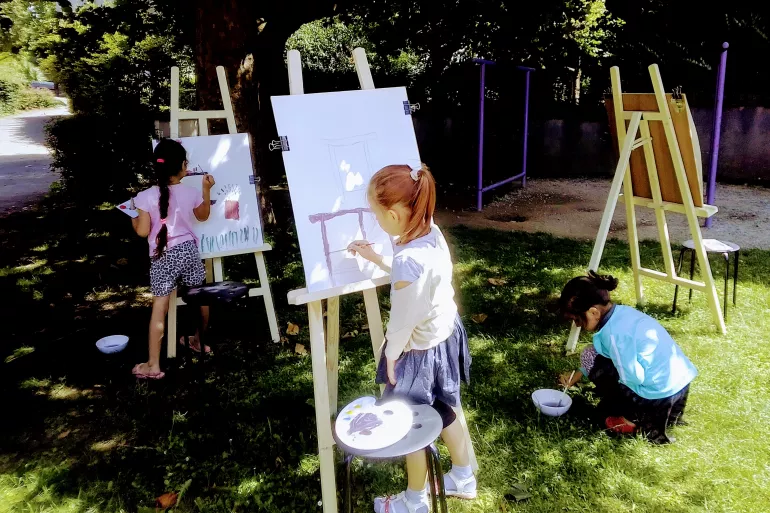 Atelier de peinture sur chevalet