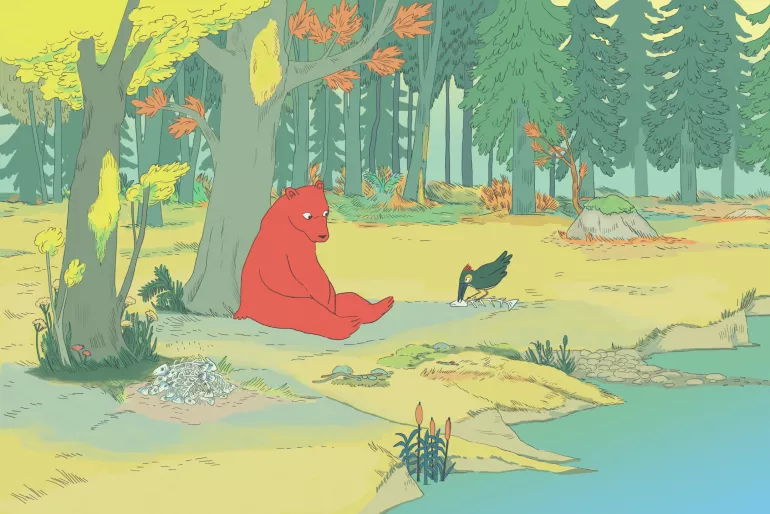 affiche du programme de courts-métrages l'ourse et l'oiseau